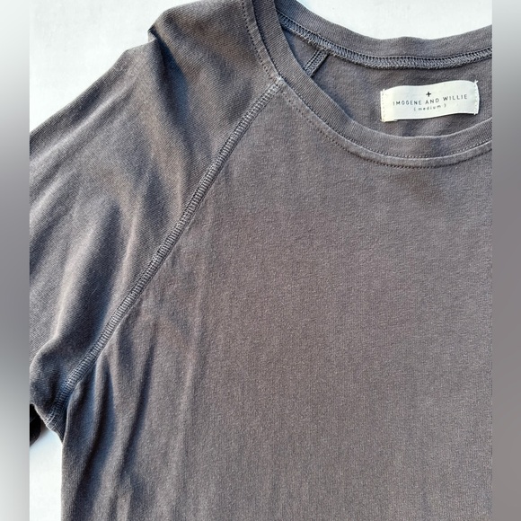 IMOGENE & WILLIE Distressed Raglan Sleeve Cotton Tee Shirt Basic Women’s Sz M - Picture 4 of 8